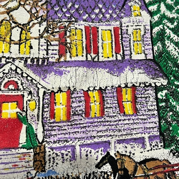 Vintage 1980s Christmas on Main Street Xmas 80s Ugly Sweater Sweatshirt - Picture 2 of 7